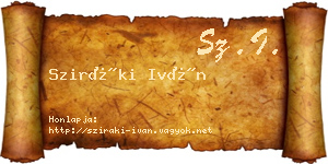 Sziráki Iván névjegykártya