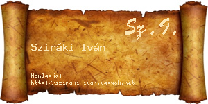 Sziráki Iván névjegykártya